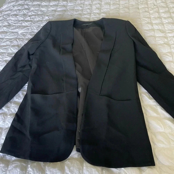 Theory black wool blend collarless Medora Hydric blazer - Picture 10 of 11